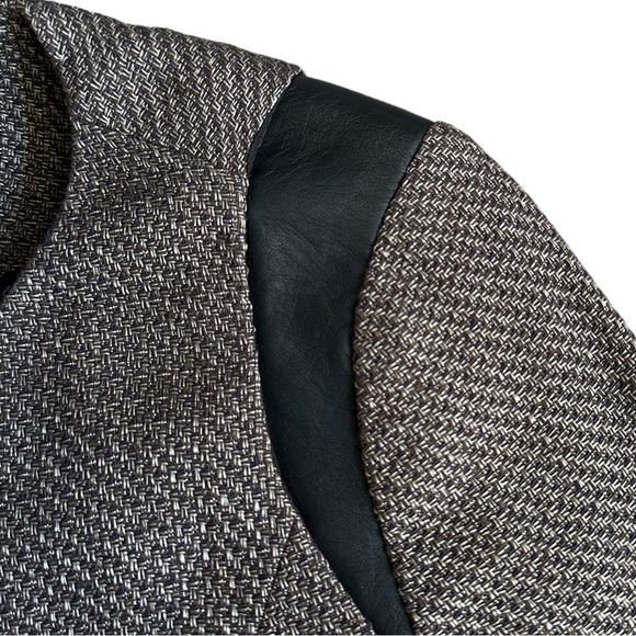 The Limited Blazer Jacket Women Size XS Brown Tweed Faux Leather Neutral - Picture 5 of 10